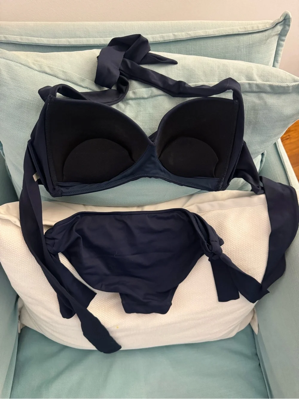 Seafolly Navy Twist Bandeau Bikini with Tie Details
